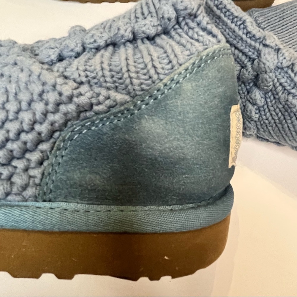 Genuine Ugg Australia Classic Women’s Crochet Tall Boots Size 7 Blue Wool Insole - Picture 8 of 15